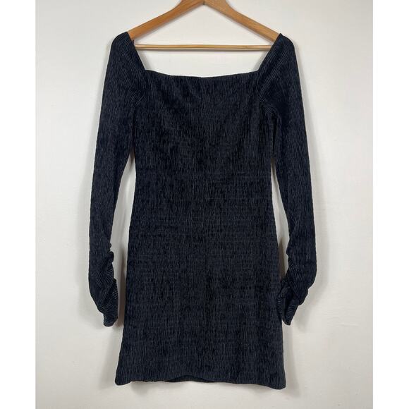 New Rebecca Vallance Senna Ribbed Velvet Mini Dress in Black Women's Size 8 - Picture 5 of 11